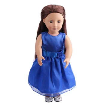 

Doll clothes Sapphire blue dress toy accessories fit 18 inch Girl dolls and 43 cm baby doll c104