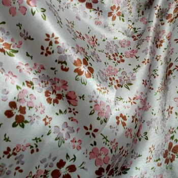 

Printed Floral Satin Fabric Decor Sewing Craft Material Floral Polyester Silky Satin Packing Ribbon Scarf Fabric fashion