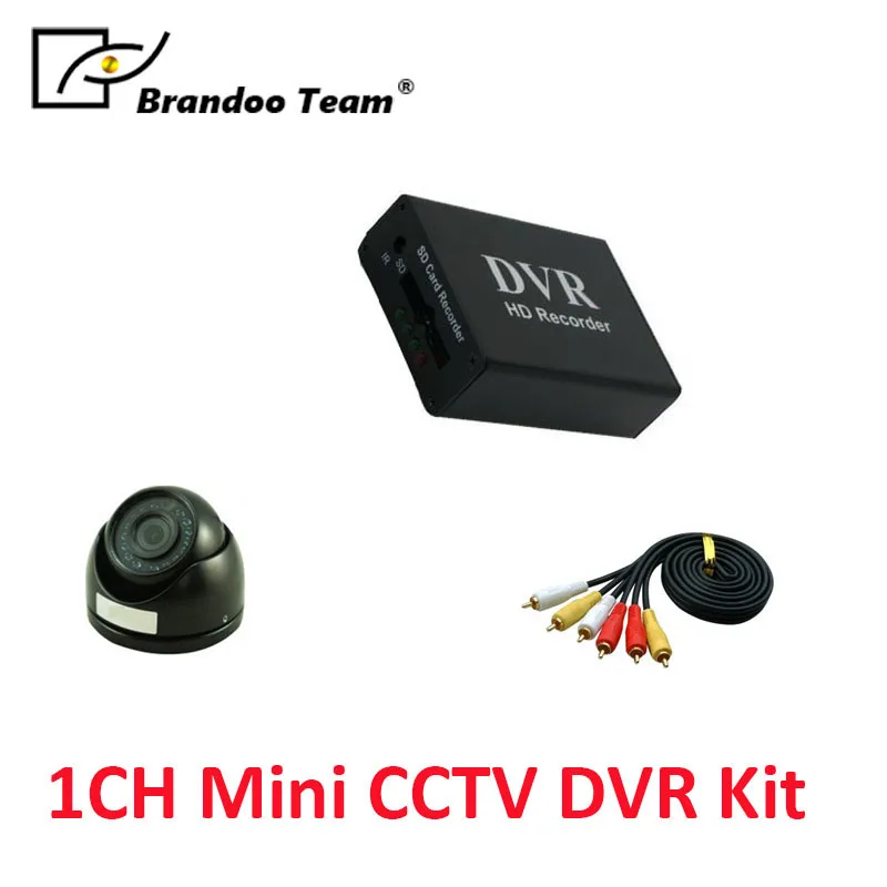 Мини купольная камера для скрытого 1CH D1 SD DVR, 1CH DVR рекордер комплект inlcude камера и видео кабель - Цвет: Черный