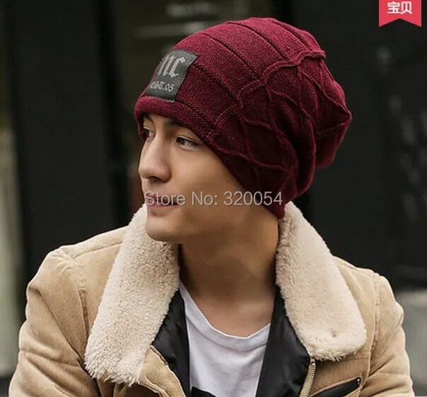 

1 Pcs 2015 New Winter Warm Labeling NC Knitted Cap Fashion Man Wool Cloth With Soft Nap Hats 5 colors Free Shipping