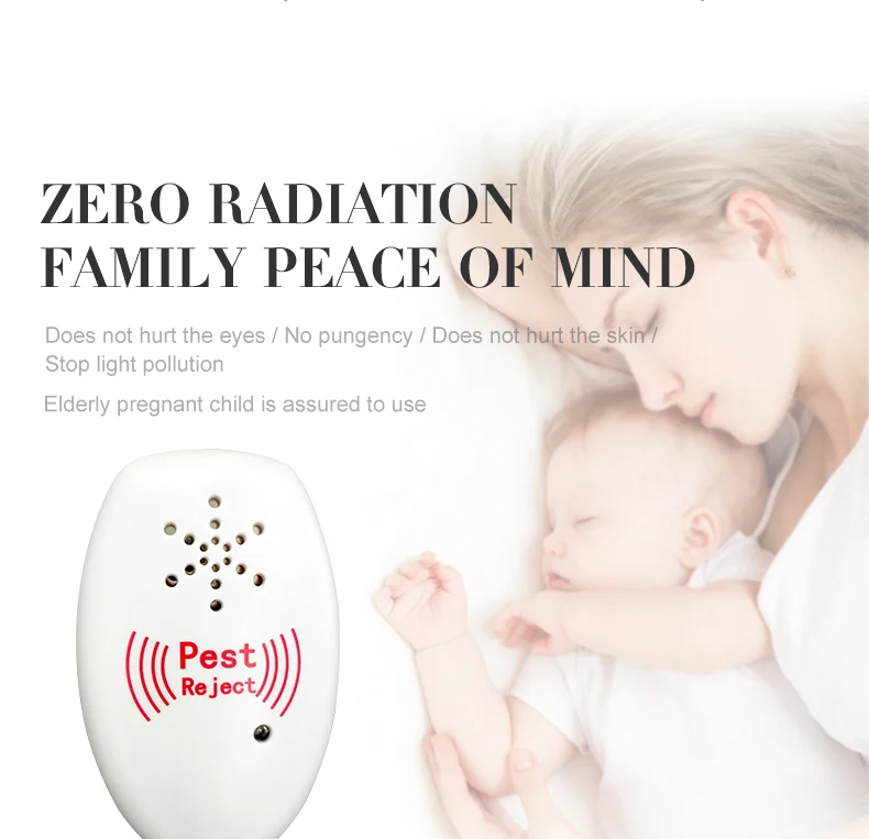 

2018 ABS Ultrasonic environmental Electronic Insect Repellent Dcevice Pest Rodent Mouse Anti Mosquito Insect US/EU Plug GEEAIR