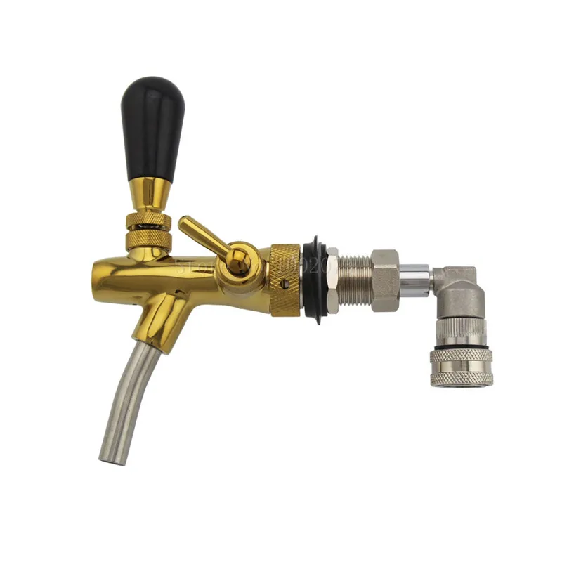 

Adjustable Draft Beer Tap Faucet Flow Controller Chrome Plating Shank with 304SUS Liquid ball lock Disconnect Home Brewing Keg