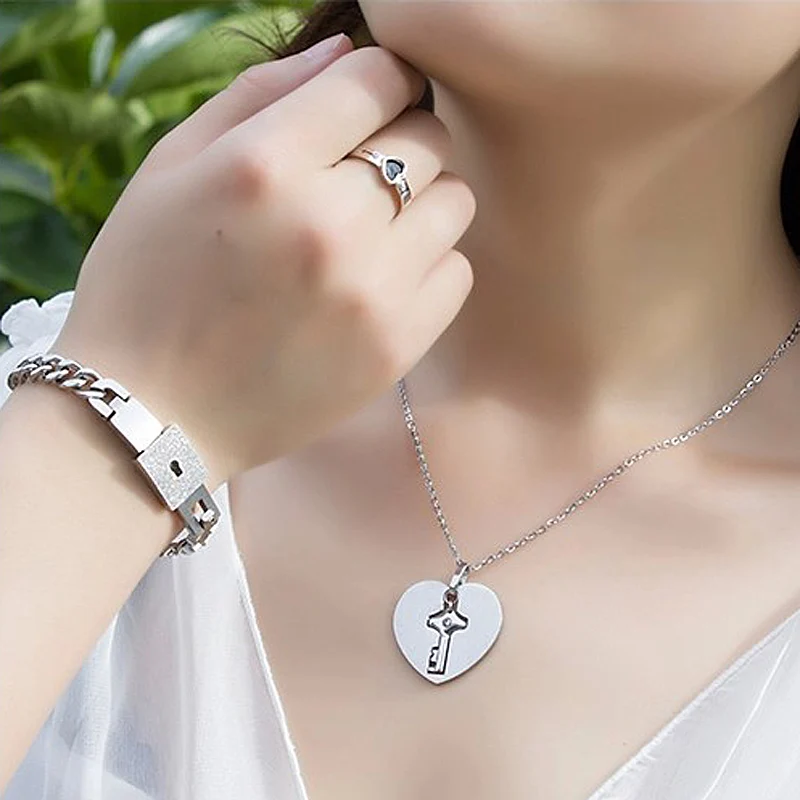 Женский браслет из нержавеющей стали с подвеской в виде сердечек|necklace bangle|jewelry sets