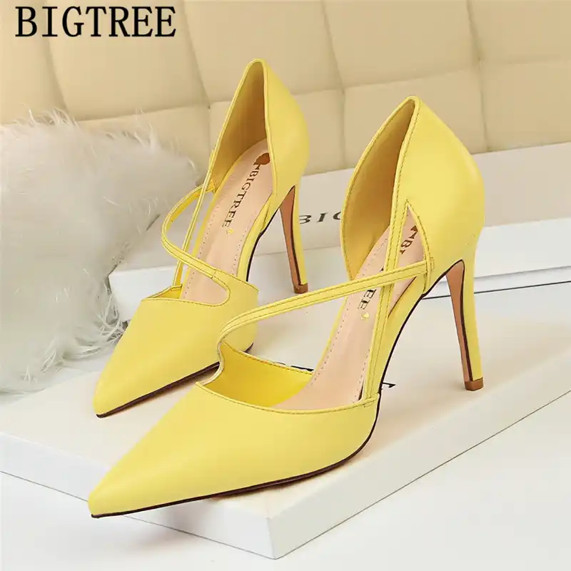 yellow designer heels