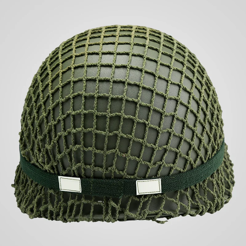 

SET WWII US ARMY M1 HELMET +COVER COTTON CAMOUFLAGE NET GREEN +OD Cotton Strap