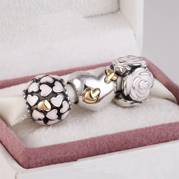 

Fits Western Charms Bracelet and Necklace 925 Sterling Silver Charm Sets Sparkling Heart Beads for Women & Men Jewelry