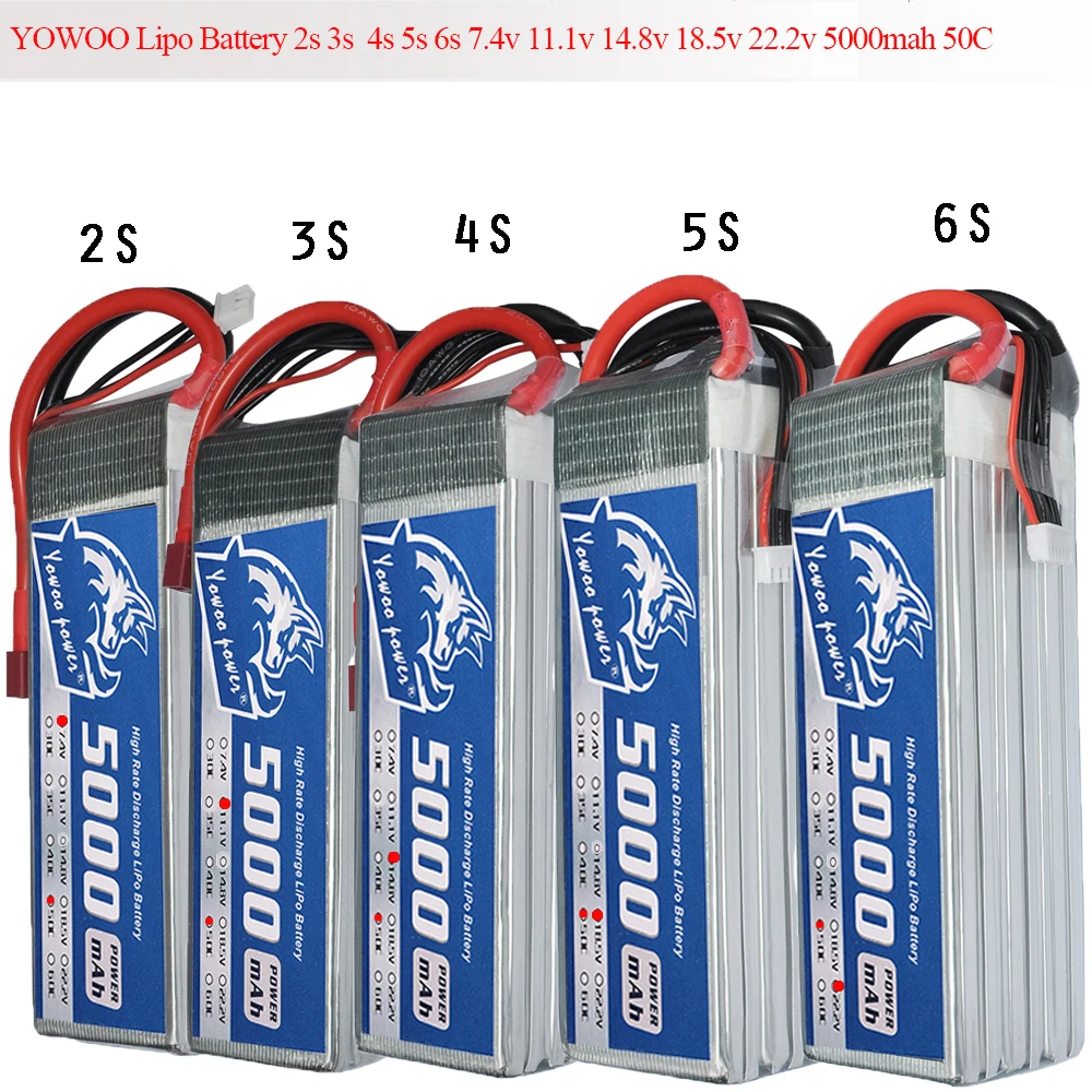 RC Lipo 2S 3S 4S 6S FPV 450 500 Аккумулятор 7 4 В 11 1 14 8 в 18 5 22 2 5000 мАч 50C Busrt 100C для вертолета на