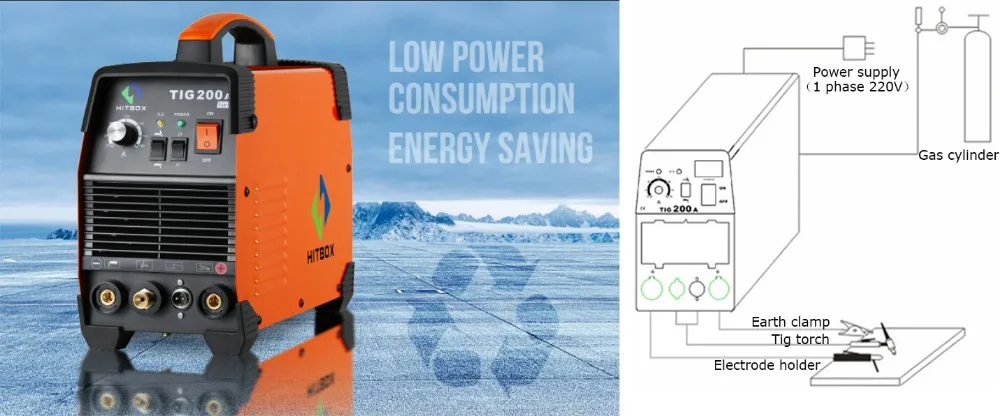 HITBOX Tig сварочный аппарат WSE 200A TIG MMA 110V 220V Argon Tig 2T 4T сварочный аппарат с контролем, нержавеющая сталь, железо, технология IGBT