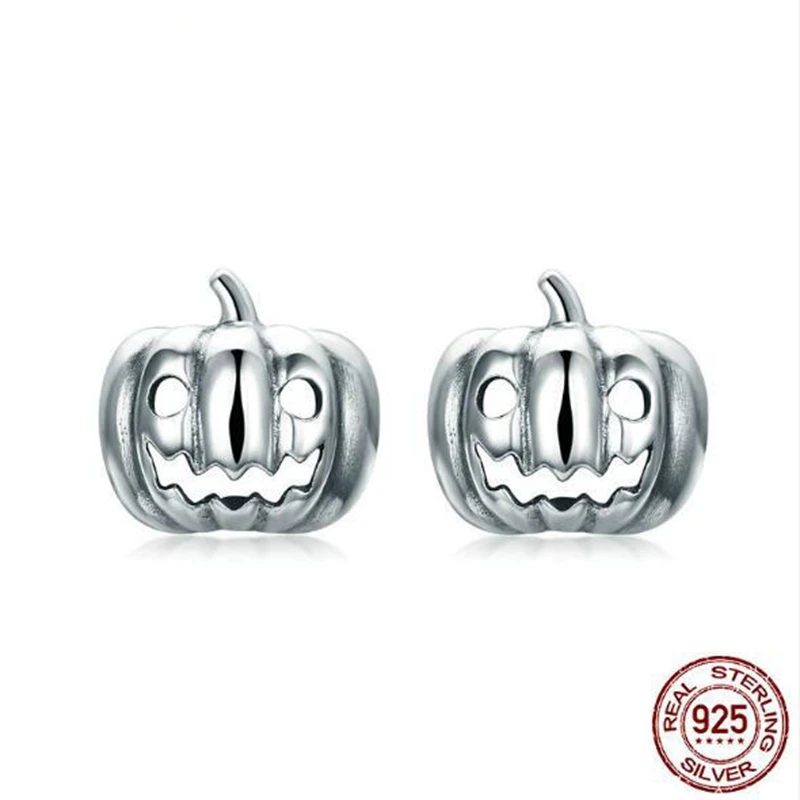 

New 925 Sterling Silver Stud Earrings for Women Pumpkin Earrings Halloween Gift Jewelry