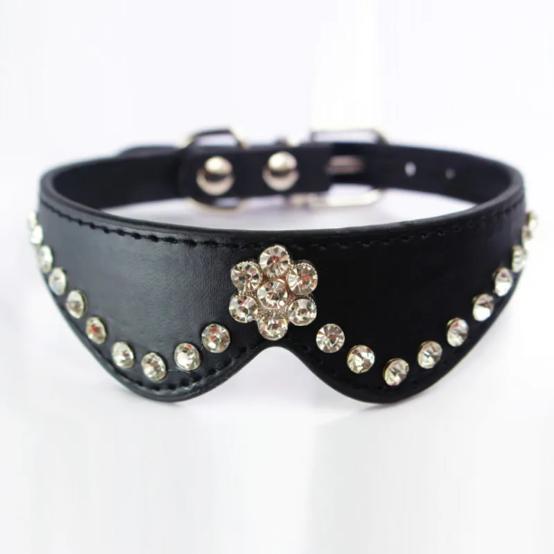 

Collar Pet Products Cat Dog Puppy Supplies Rhinestones Diamante Bling Leather Buckle Crystal Collars honden halsband