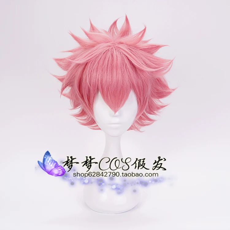 

My Hero Academia Boku no Hiro Akademia Ashido Mina Short Pink Cosplay Wig with cap