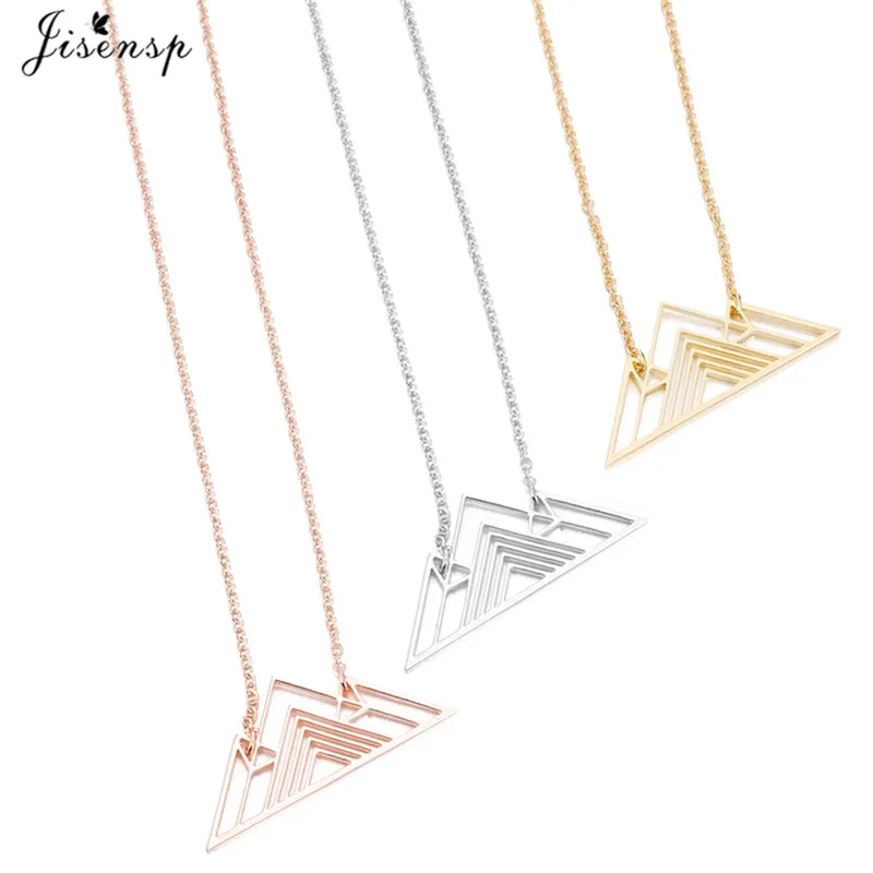 2018 Trendy Art Deco Triangle Necklace Mountain Charm Geometric Necklaces_
