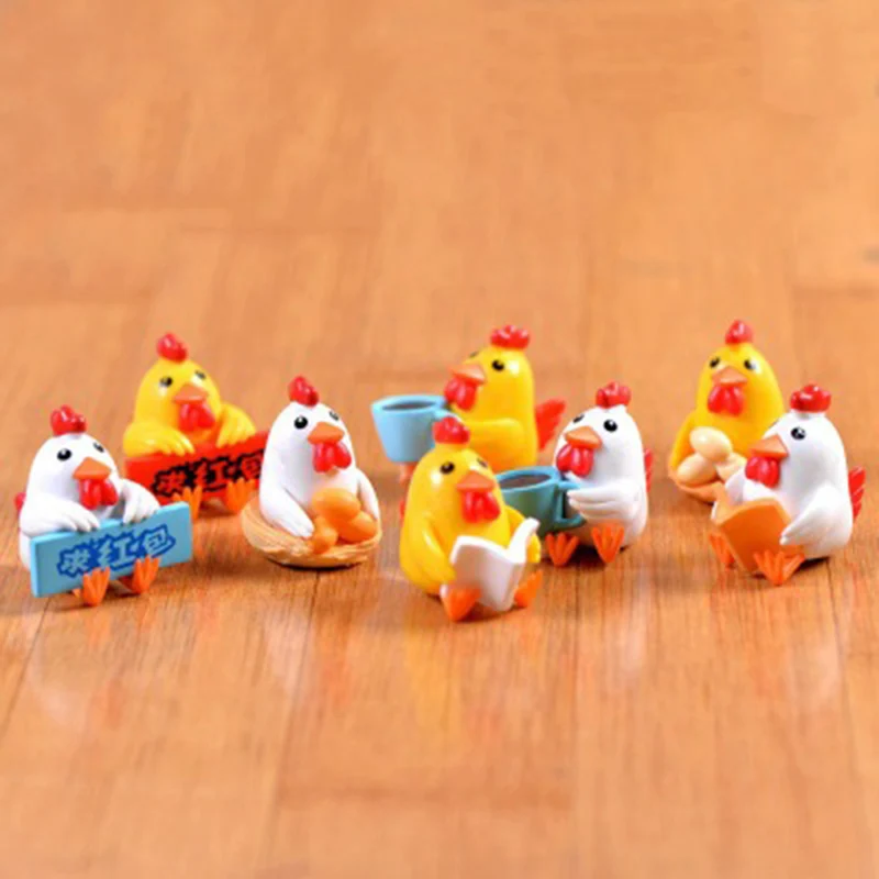 

ZOCDOU 1 Piece Cartoon Read Study Chicken Chook Hen Effort Animal Doll Toy Model Statue Figurine Ornament Miniatures Home DIY