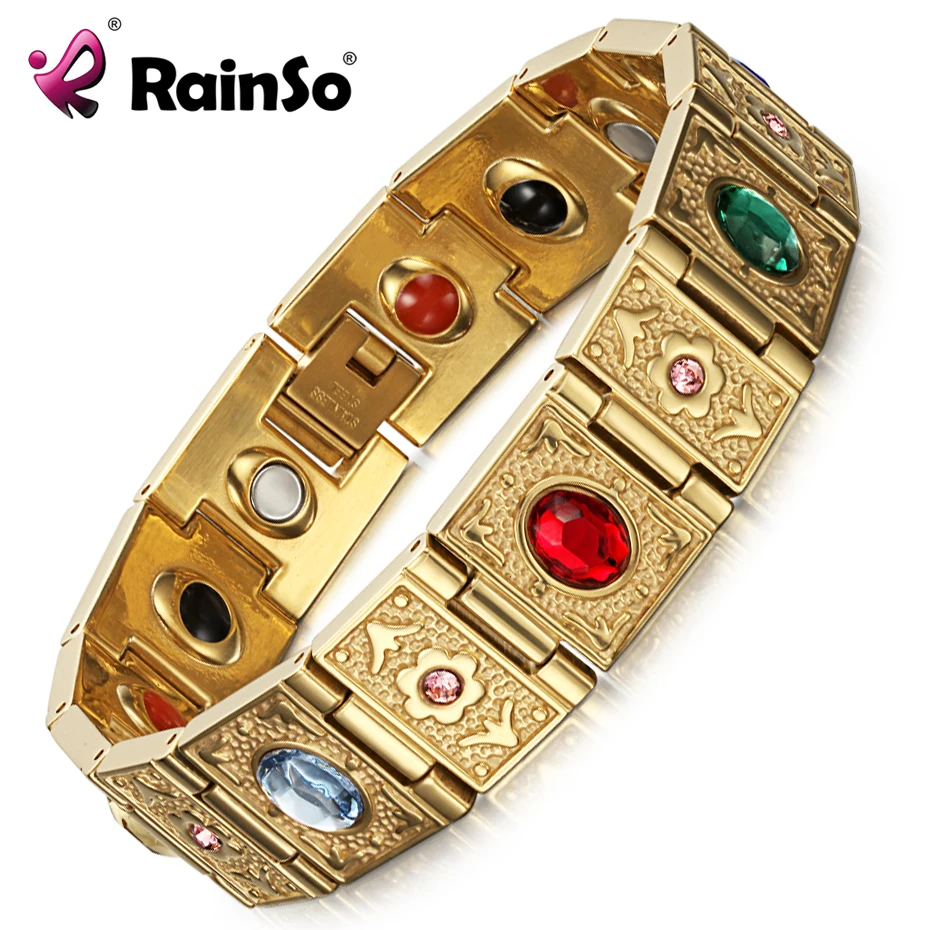 Rainso Stainless Steel Bio Energy Bracelet Fashion Health FIR Bangle Magnetic Jewelry Bracelets For lady