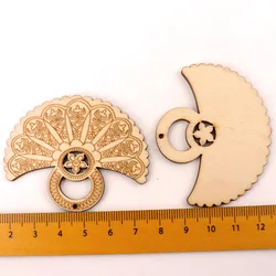 Handmade Retro Wooden Fan Ornaments for Crafts and Home Decor, Set of 6 (4)