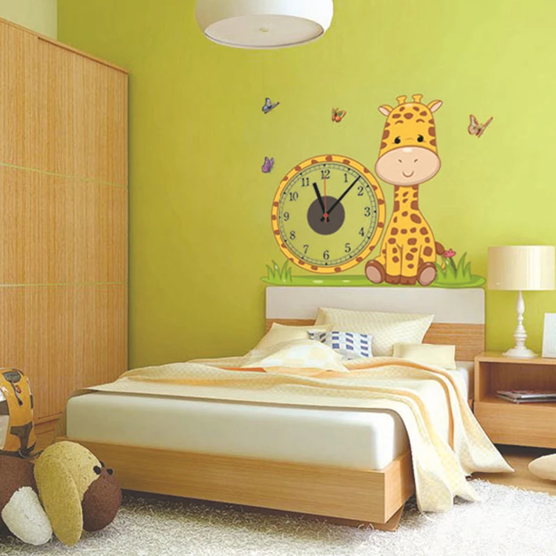 Reloj de pared creativo jirafa electrón Relojes de pared pegatina de pared decoración del hogar sala de estar niños dormitorio fondos reloj colgante