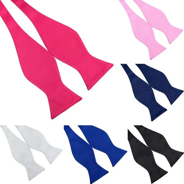 

Multi-Colors Vogue Mens Bowties Solid Color Plain Silk Self Tie Bow Ties Hot