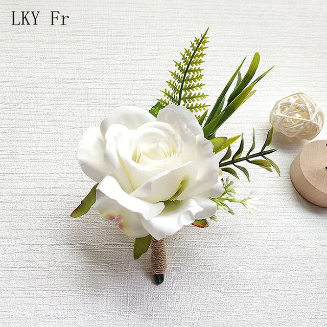 LKY Fr Boutonniere Flowers Corsage Pin Boutonniere Buttonhole Men Wedding Bracelet Bridesmaid Wedding Buttonhole Witness Corsage C Corsage