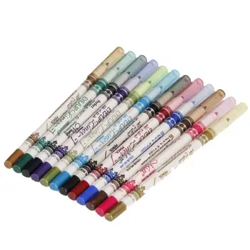 

12 Color Lip Eyebrow Plastic Glitter Pencil Pen Cosmetic Makeup Set Kit Eyeliner