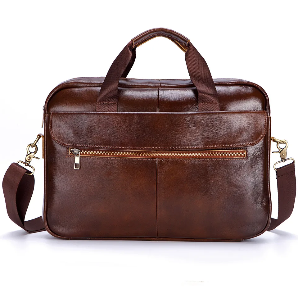 

15 Inch Real Cowhide Genuine Leather Men Laptop Bags Casual Business Office Handbags Briefcases Male Crossbody Shoulder Bags