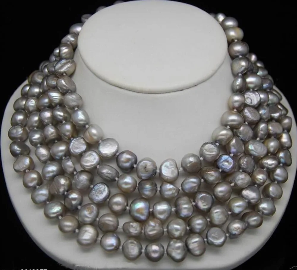 

Hot sell ->@@ Hot sale new Style >>>>>Excellence 9-10mm Gray baroque pearl Necklace 72" -Top quality free shipping