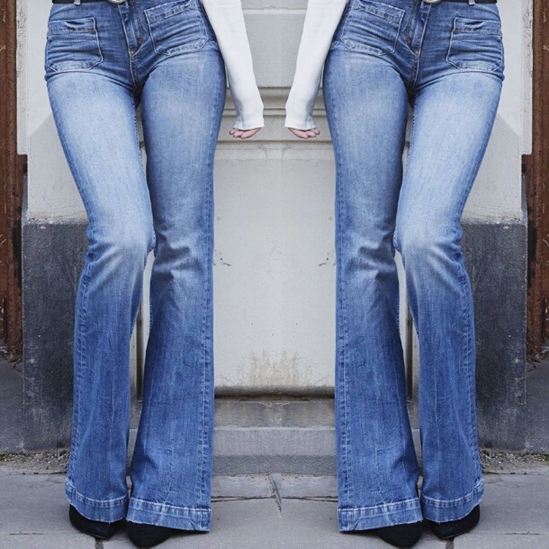 Flare Jeans for Women 2019 High Waist push up jeans plus size Stretch mom jeans female wide leg jeans ladies Casual jeans pants