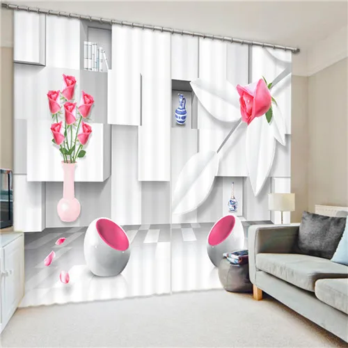Затемненные занавески с розовой розой, занавески для гостиной, отеля, занавески, занавески для окон, 3D занавески s - Цвет: 9