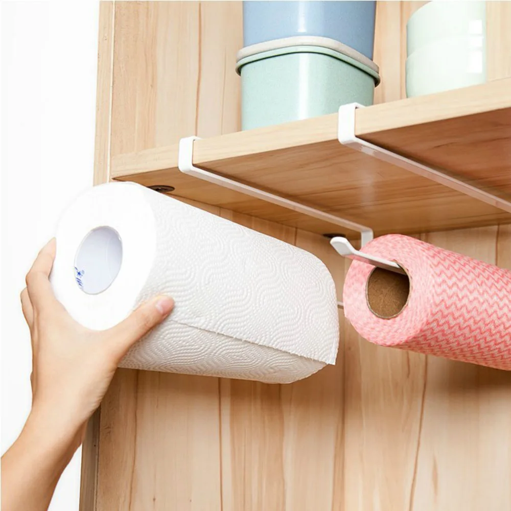 

Kitchen Accessories Tissue Hanger Bathroom Towel Holder Under Cabinet Paper Iron Roll Rack