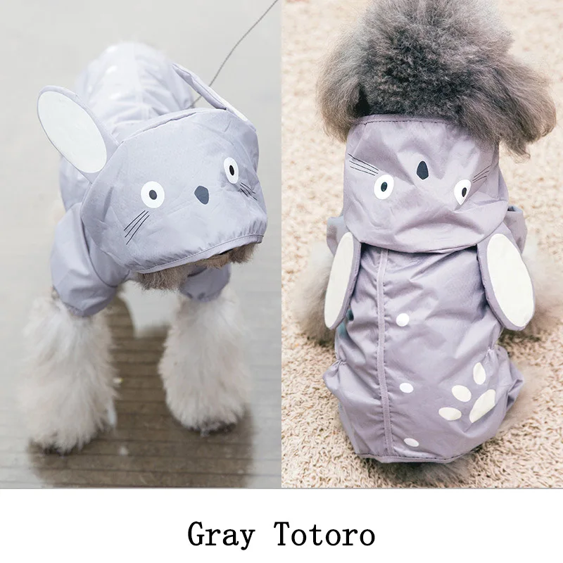 Милый мультфильм собака дождевик с капюшоном щенок, домашнее животное, кот водонепроницаемая одежда собака дождевик куртки костюмы дождевик для маленьких собак чихуахуа - Цвет: Gray