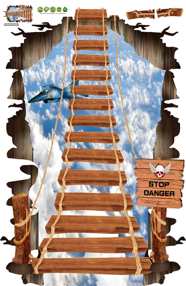 

3d Cosmic Space Wall Sticker Bridge Home Decoration for Kids Room Floor Living Room Wall Decals Home Decor