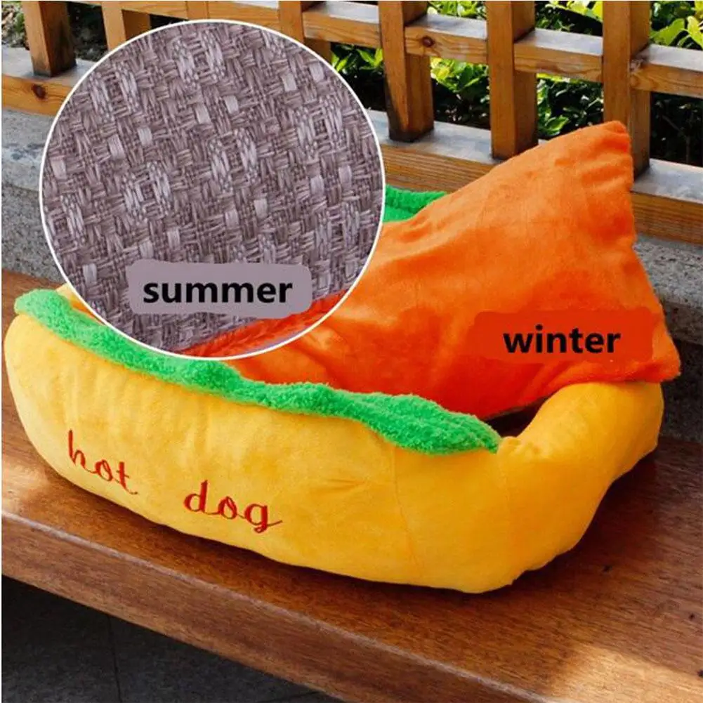 Pet Hot Dog Design Pet Dog Bed,Soft Removable and Washable Pet Mat Dog House Dot Small Pet Animal Small Dog Bed