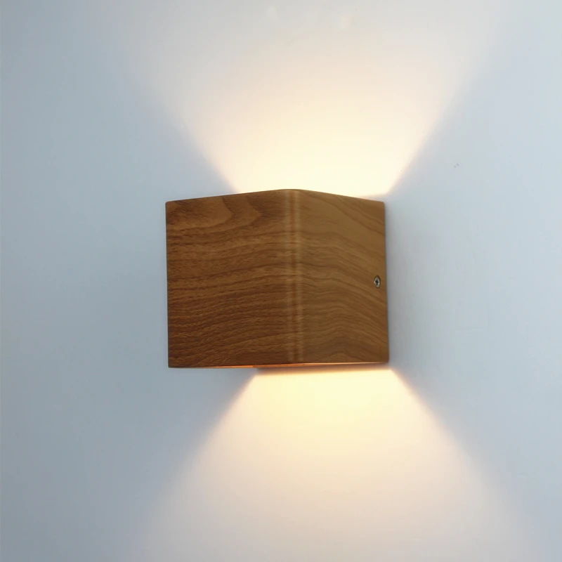 

Wood Grain Led Wall Lamp 100~240V Aluminum Up Down Light Bedroom Living Room Wall Lights New Design warm white