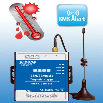 

GSM SMS 2G 3G 4G Temperature Monitoring Alarm Data Logger S266 Unit 8 Temperature Inputs 2 Relay Outputs remote monitoring