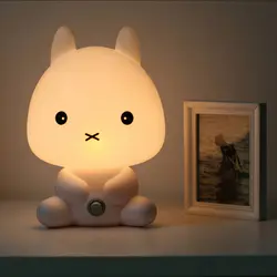 Милый ребенок Спальня лампы ЕС Plug ночь свет мультфильм животных кролика, панды Пластик сна водить малыша лампа ночник для детская