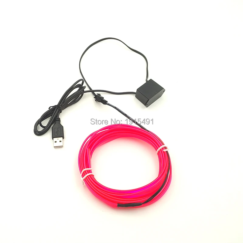 DC 5V USB Инвертор + популярная 2.3мм юбка 3 метра 10 видов цветов в наличии Гибкая EL
