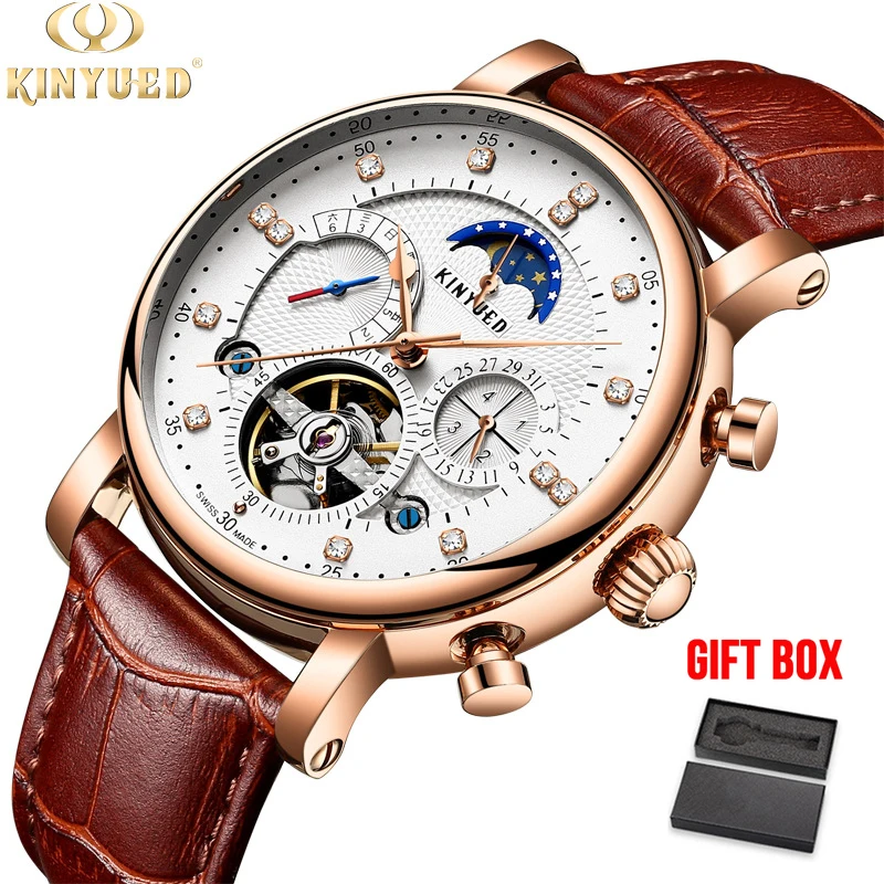 KINYUED Top Brand Mens Automatic Mechanical Watches Tourbillon Skeleton Watch Men Calendar Relogio Masculino Dropshipping 2019 KINYUED Top Brand Mens Automatic Mechanical Watches Tourbillon Skeleton Watch Men Calendar Relogio Masculino Dropshipping 2019