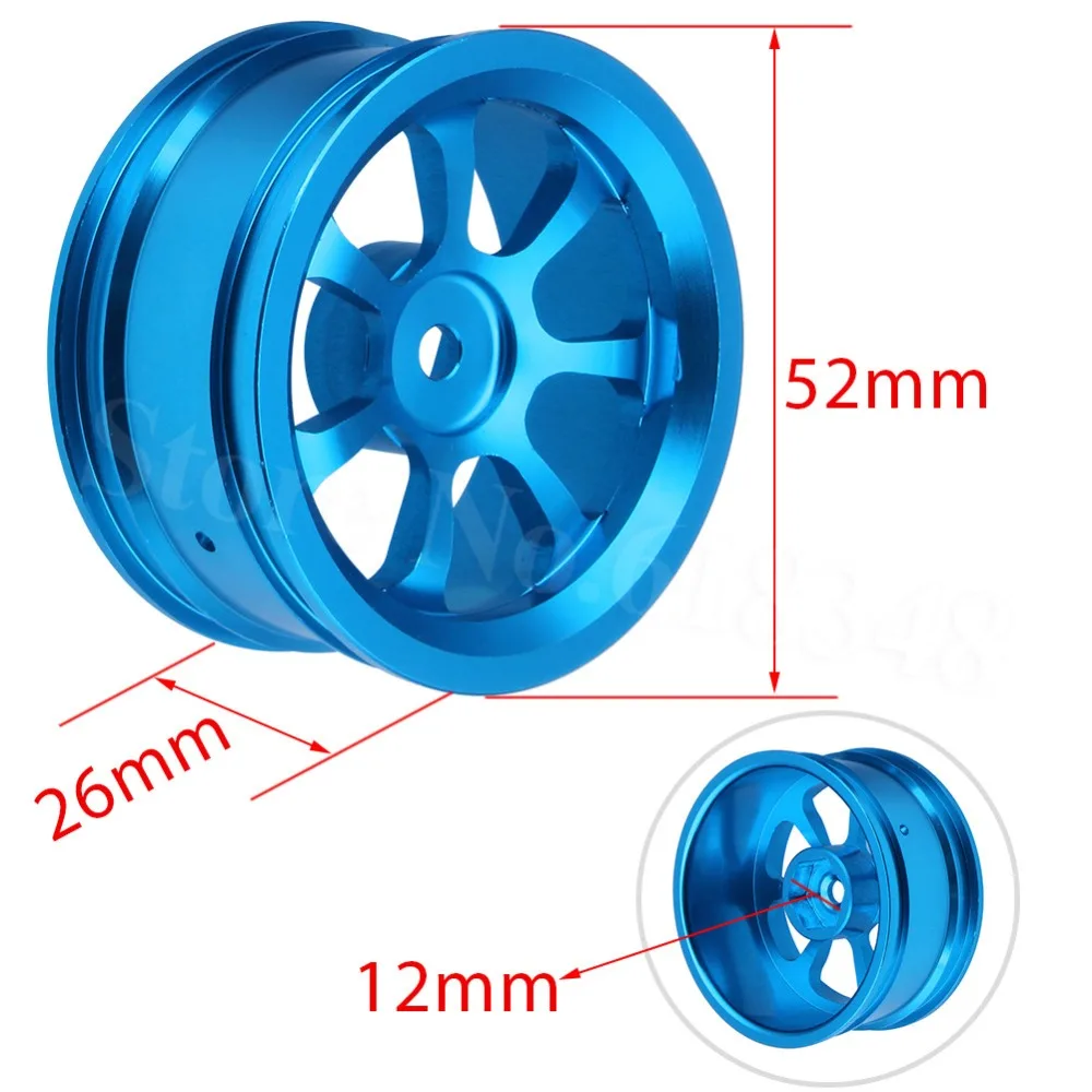 

4PCS Aluminum Alloy Wheel Rims 12mm Hex Hub Diameter:52mm 5 Spokes CNC For HSP HPI Sakura 1/10 Scale On Road Racing Car Parts