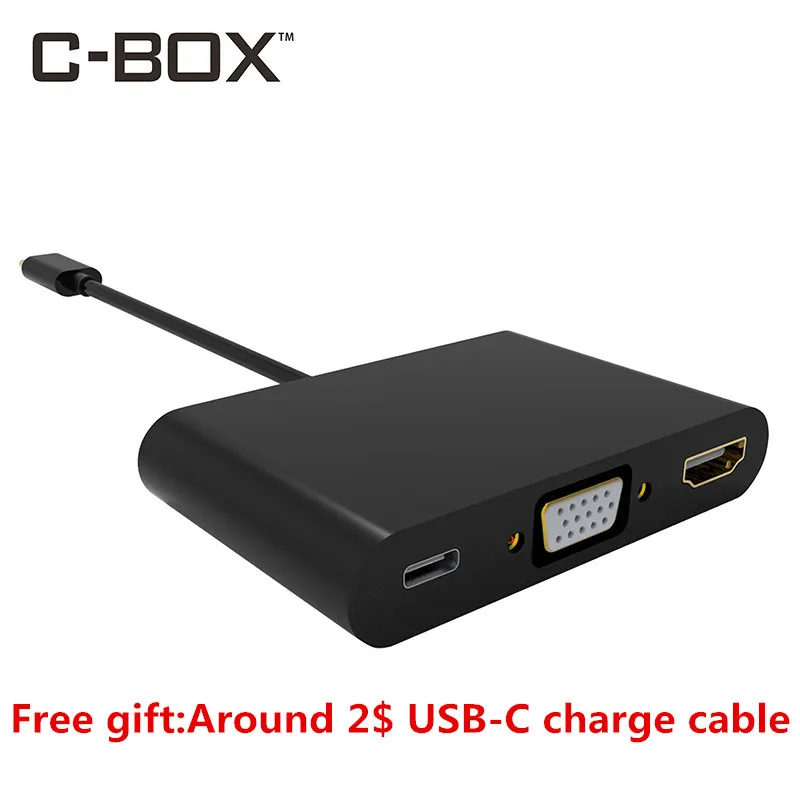 

C-BOX 5 in 1 Hub USB Type C To VGA HDMI Converter Adapter Cable With USB3.0 Type C PD Charging For Macbook TV Monitor
