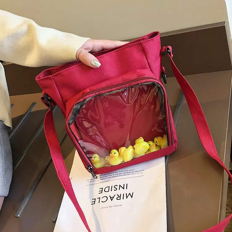 

New Brand Women 's Handbags Korean Style Bags Transparent Shoulder Bags Jelly Candy Strap Clear Women Canvas Messenger Bag