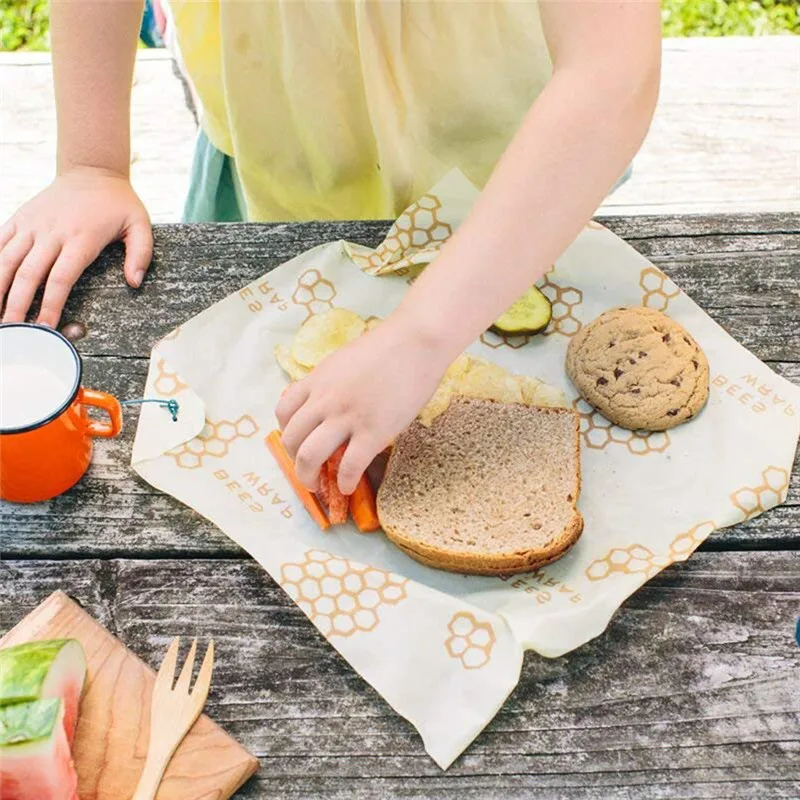 

3PCS Square Beeswax Organic Cotton Beeswax Fresh Cloth Reusable Food Preservation Cloth For Food Fresh Keeping