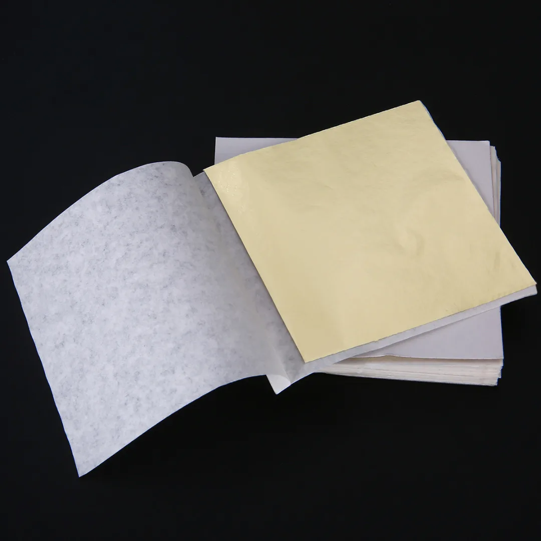 100x Imitation Gold Leaf Sheets DIY Silver Gold Foil Leaf Sheets Gilding Handicrafts Foil Paper For Home Room Decoration