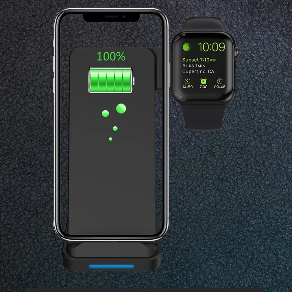 2 в 1 беспроводная зарядная док-станция зарядное устройство держатель для Apple Watch для Iphone 6/6 Plus/6 S/7 Plus телефон кронштейн для часов для Apple серии