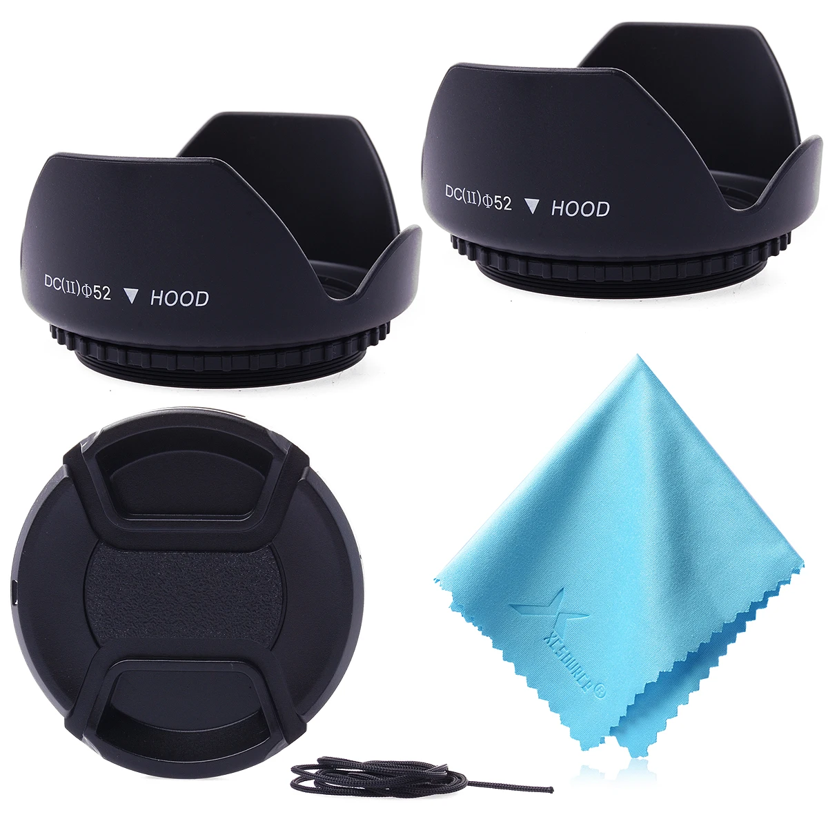 52mm lens Hood + Snap On Front Lens Cap For Nikon 18 55mm 55 200mm 24mm LF41452mm lens hood