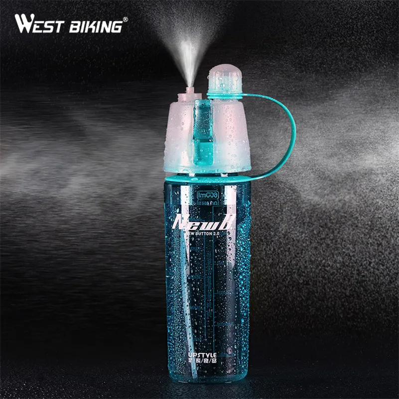 WEST BIKING Creative Button Water Bottle Mist Spray Bottle Cup Portable