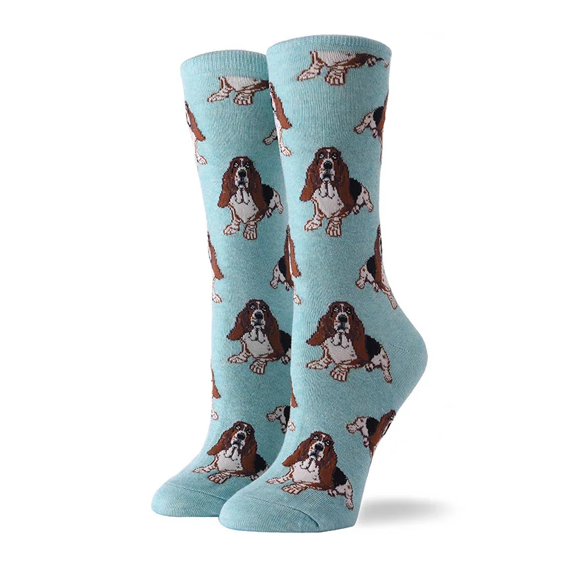 PEONFLY/2 пар/лот, хлопковые женские длинные носки, Веселые разноцветные носки Harajuku с милыми животными, котом, собакой, акулой, забавными рыбами, бабочками, леопардом - Цвет: 5