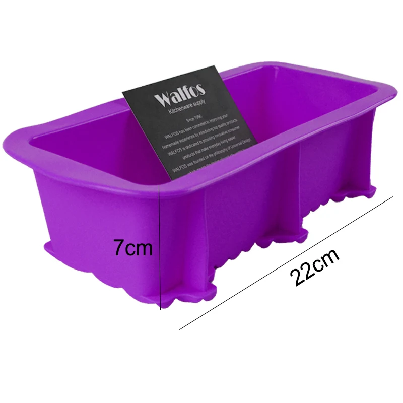 WALFOS большая Силиконовая прямоугольная антипригарная форма для пирога, посуда для выпекания, форма для выпечки 27*12 см, 4 цвета - Цвет: Фиолетовый