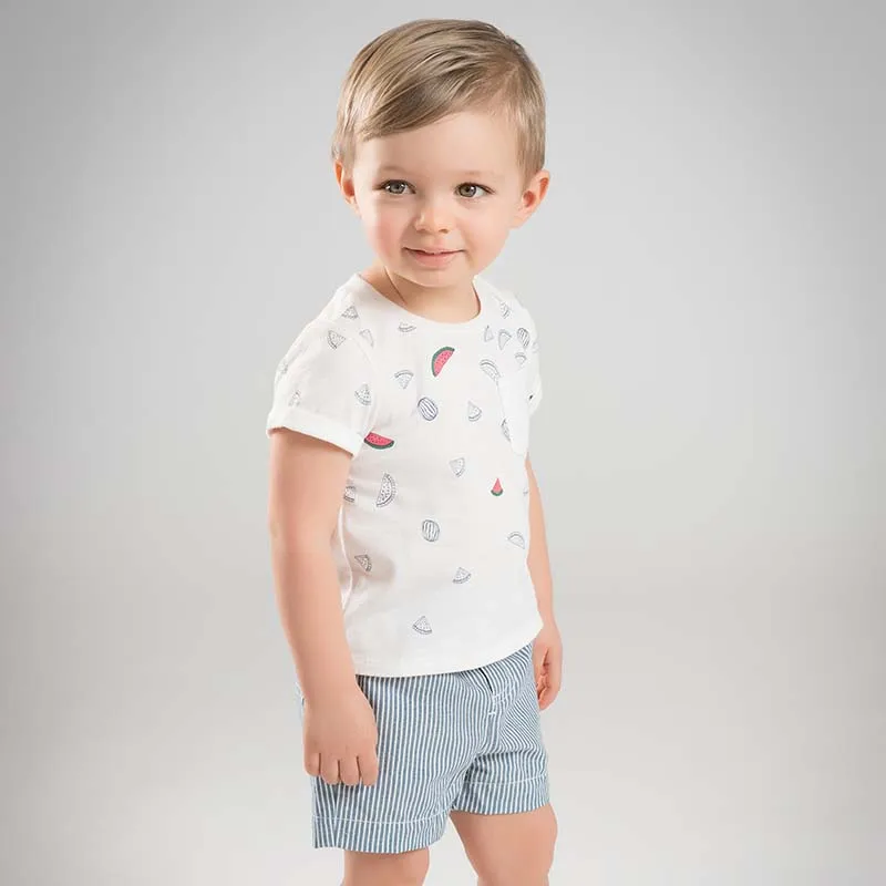 Dave bella/комплекты летней одежды для маленьких мальчиков детские костюмы с принтом Модные топы для малышей+ шорты, 2 предмета, детская одежда DB7695