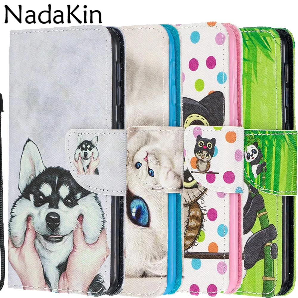 

Luxury Painted Book Case Phone Shell for Xiaomi Mi 9T Redmi 7 7A Go Note 7 K20 Pro With Card Money Slots Strap Flip Cover