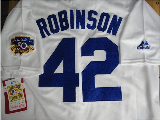 Men's Cooperstown Jersey Brooklyn Dodgers LA #42 Jackie Robinson  Cream/White throwback MN 1955 baseball shirt on sale _ - AliExpress Mobile