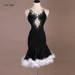 Платье с бахромой 2018 латинское платье для танцев Для женщин Латина Сальса конкурс латиноамериканских танцев платья дешевые D0540 пушистый